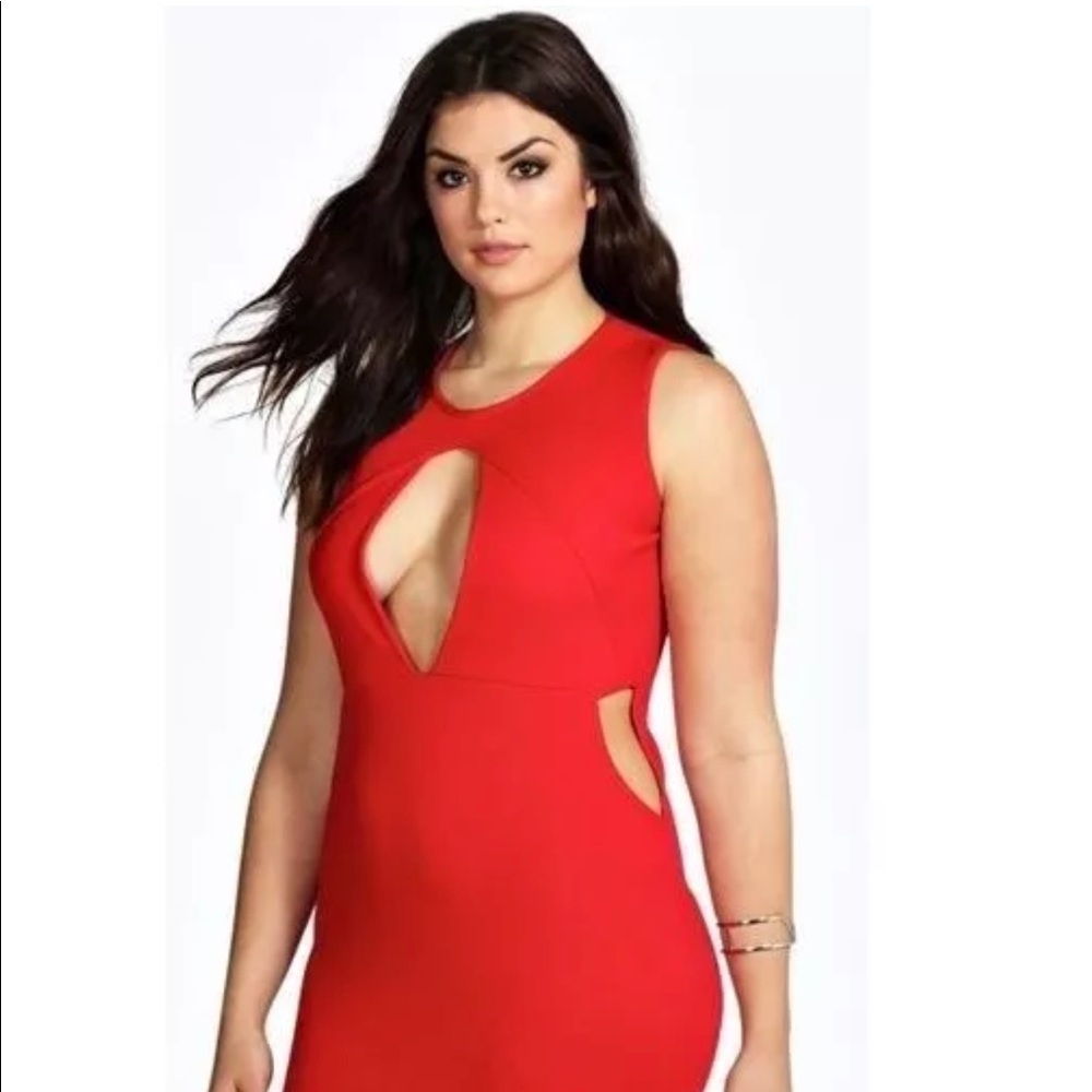 Red Cutout Sleeveless Women's Dress